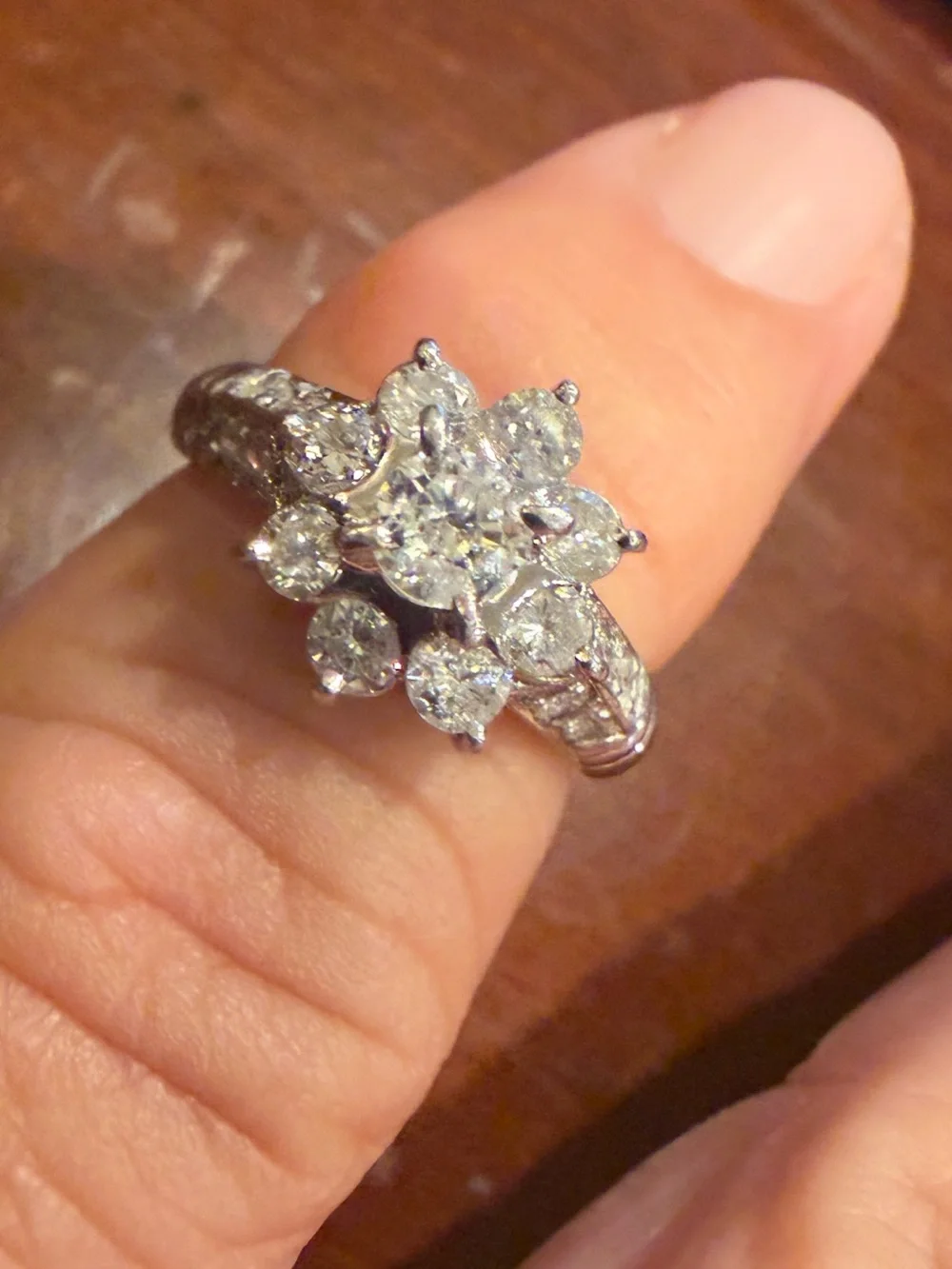 Classic White DiamondCluster 1.62 ctw Platinum Cocktail Ring - Women Jewelry